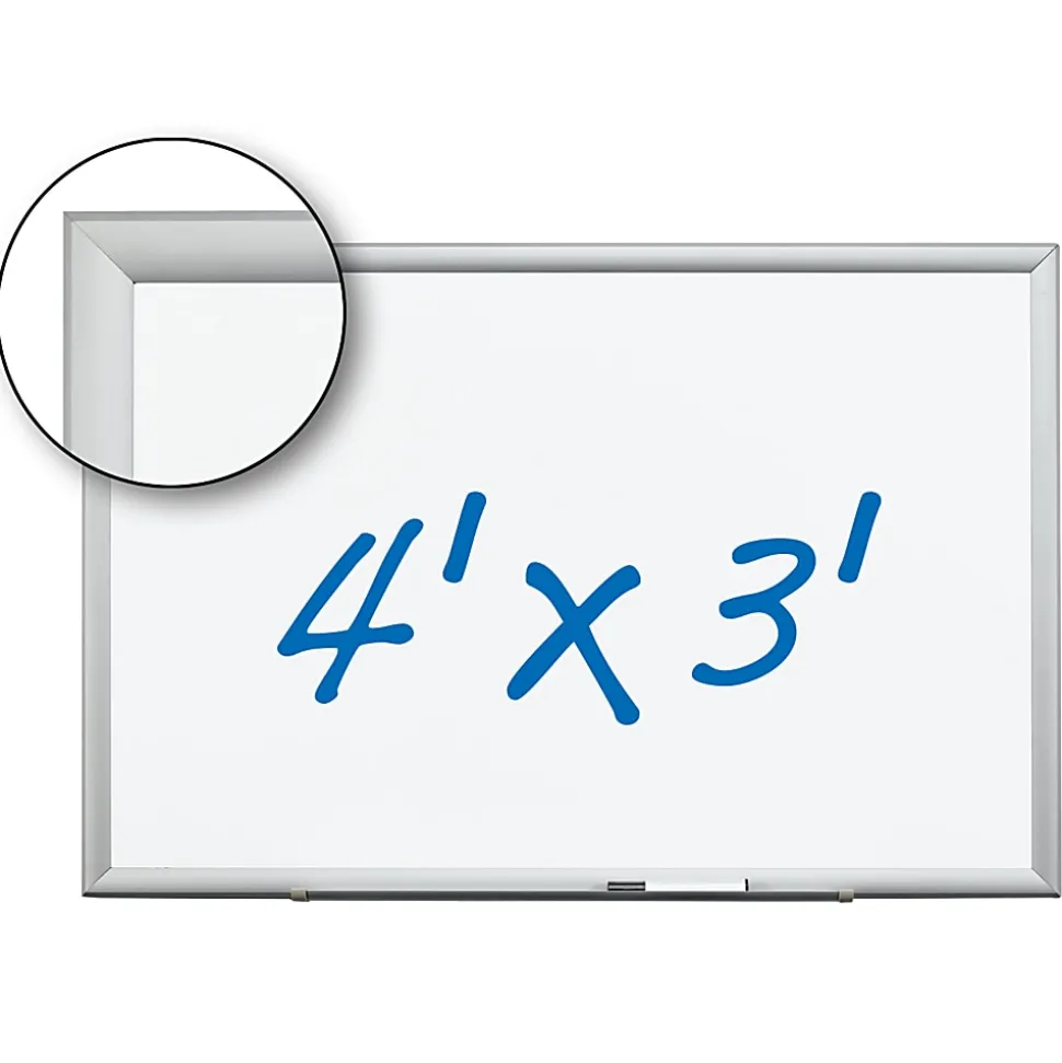 3M™ Porcelain Magnetic Dry-Erase Whiteboard, 36" x 48", Aluminum Frame With Silver Finish