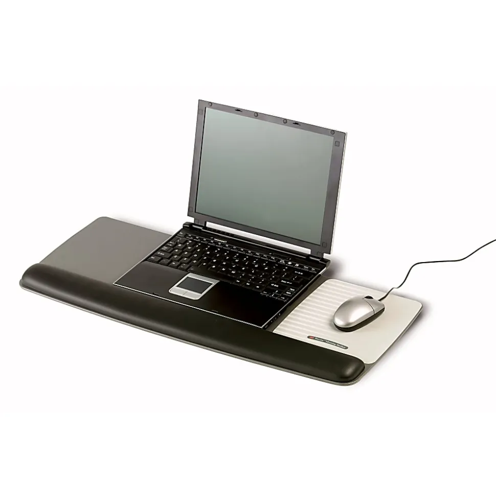 3M Precise™ Adjustable Platform For Keyboard And Mouse With Gel Wrist Rest, Black/Metallic Gray