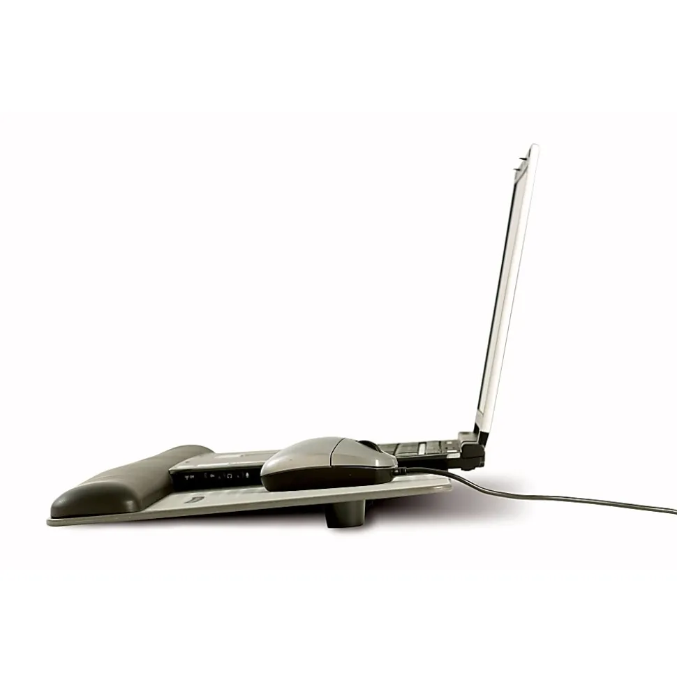 3M Precise™ Adjustable Platform For Keyboard And Mouse With Gel Wrist Rest, Black/Metallic Gray