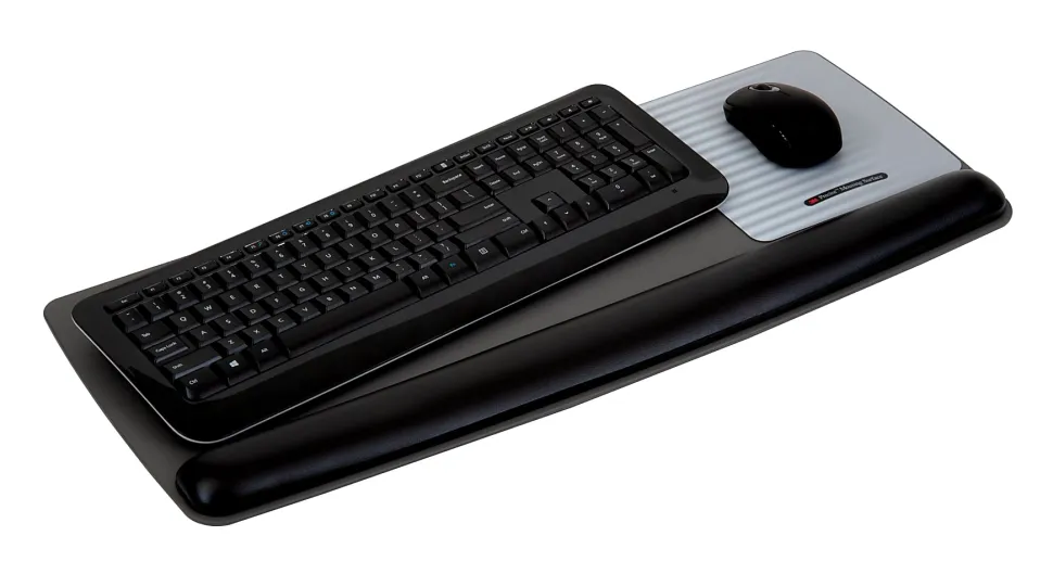 3M Precise™ Adjustable Platform For Keyboard And Mouse With Gel Wrist Rest, Black/Metallic Gray