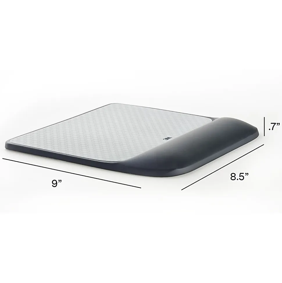 3M™ Precise™ Mouse Pad With Gel Wrist Rest, Gray/Black