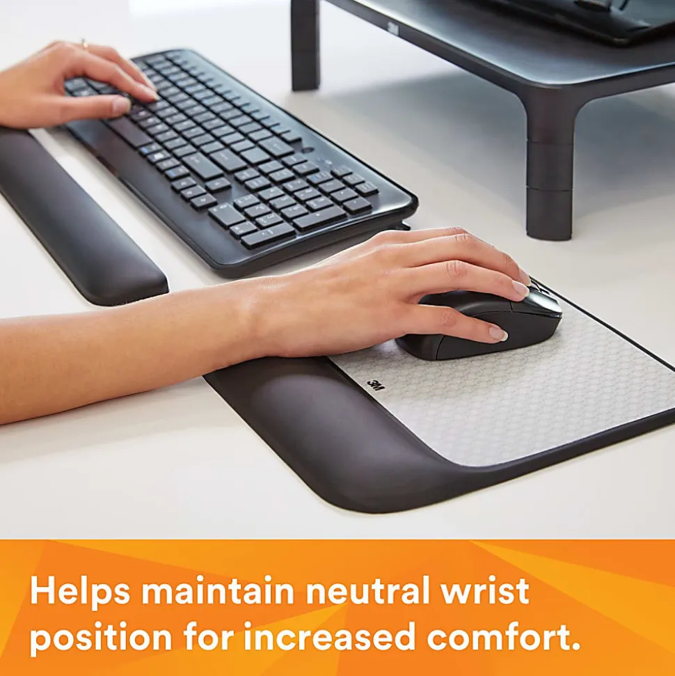 3M™ Precise™ Mouse Pad With Gel Wrist Rest, Gray/Black