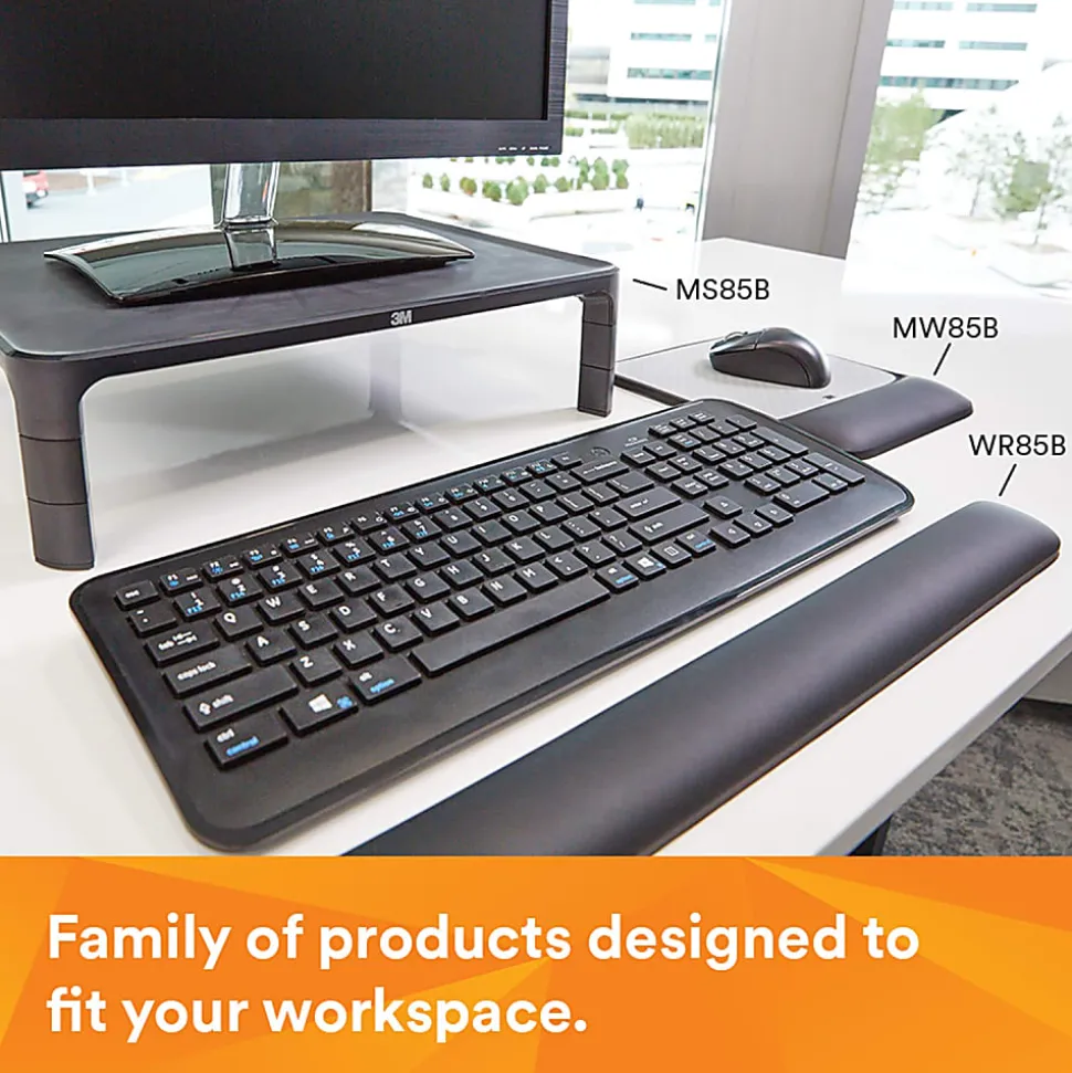 3M™ Precise™ Mouse Pad With Gel Wrist Rest, Gray/Black