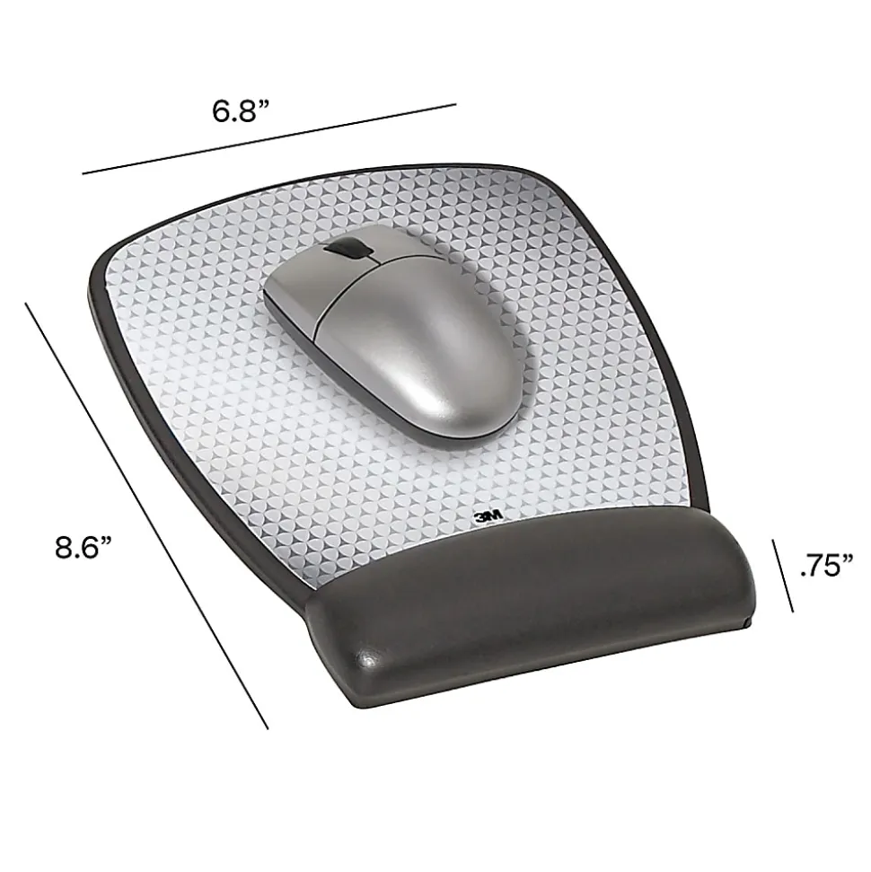 3M™ Precise™ Mouse Pad With Gel Wrist Rest, Compact, Black