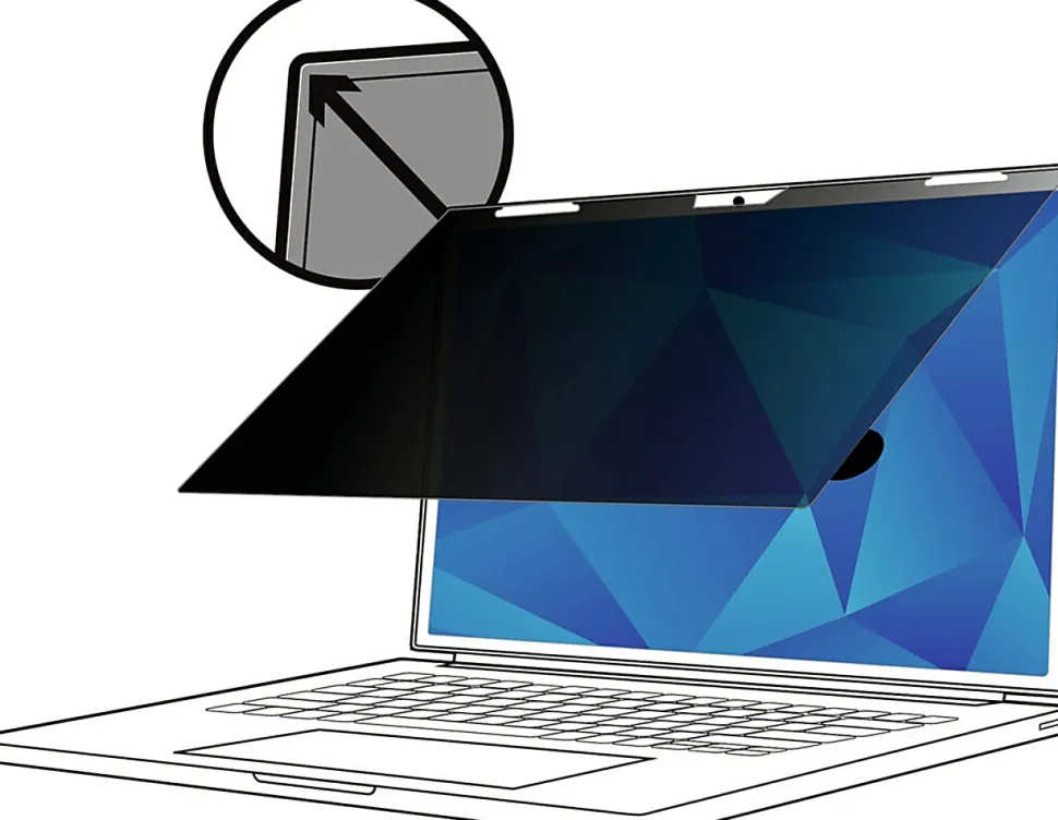 3M Privacy Filter for Laptops with 3M™ COMPLY™ Magnetic Flip Attach, 13.3" Full Screen, 16:9 Aspect Ratio, Reduces Blue Light, Anti-Glare