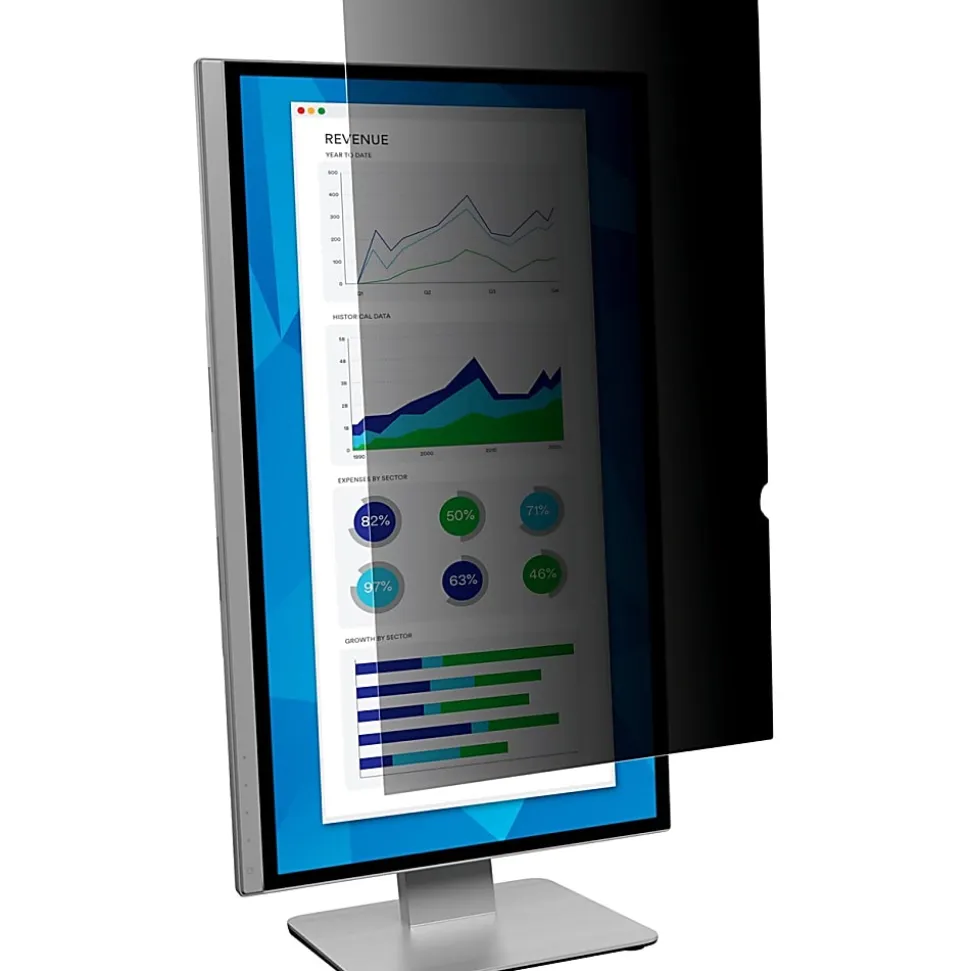 3M Privacy Filter for Monitors, 25" Full Screen, 16:9 Aspect Ratio, Reduces Blue Light, Anti-Glare
