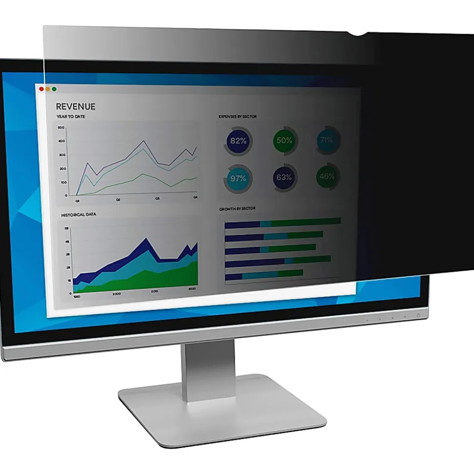 3M™ Privacy Filter Screen for 24" Widescreen Monitors, 16:9 Aspect Ratio, Reduces Blue Light, Anti-Glare