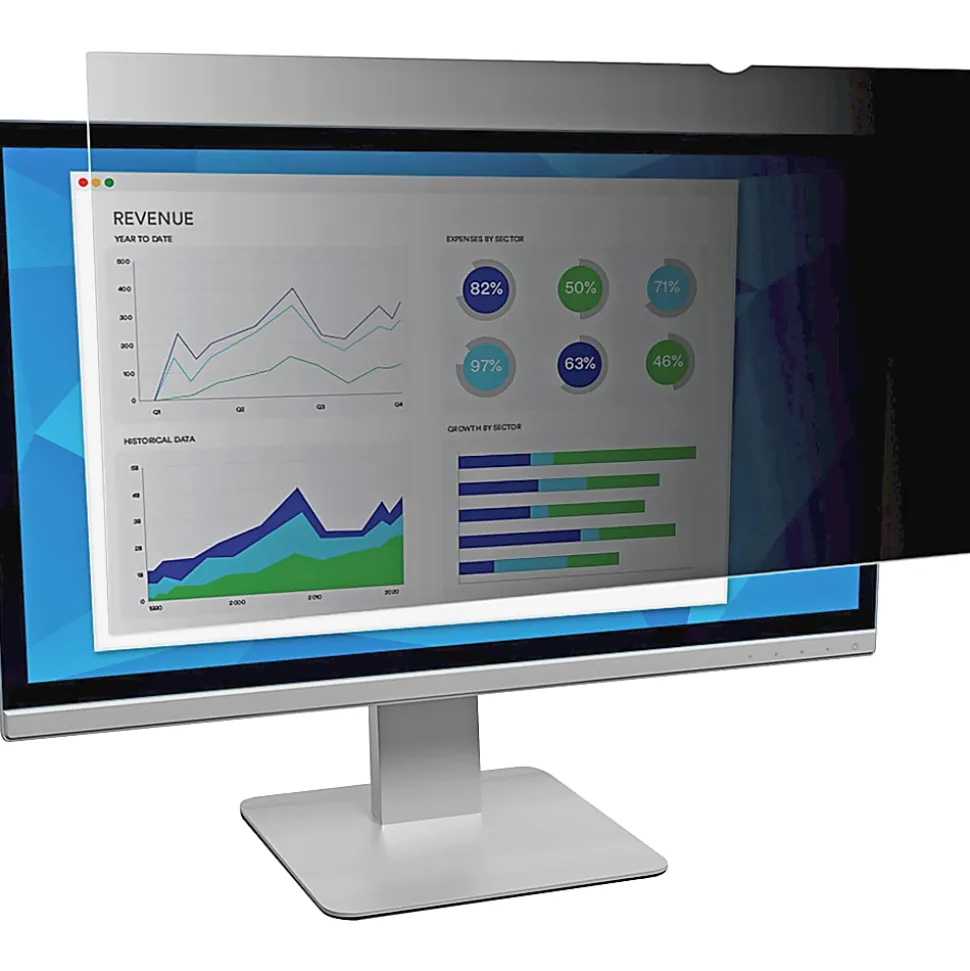3M™ Privacy Filter Screen for 22" Widescreen Monitors, 16:10 Aspect Ratio, Reduces Blue Light, Anti-Glare