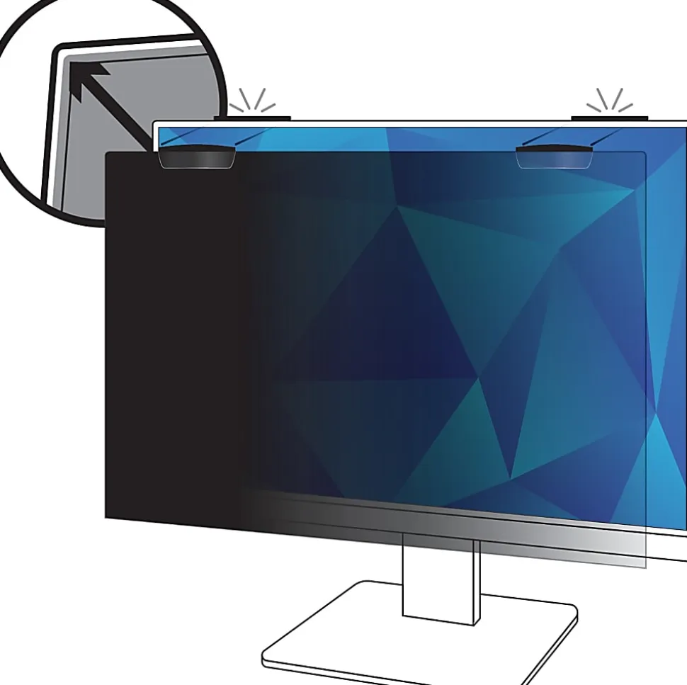 3M™ Privacy Filter Screen with COMPLY™ Magnetic Attach for 24" Full Screen Monitors, 16:9 Aspect Ratio, Reduces Blue Light, Anti-Glare