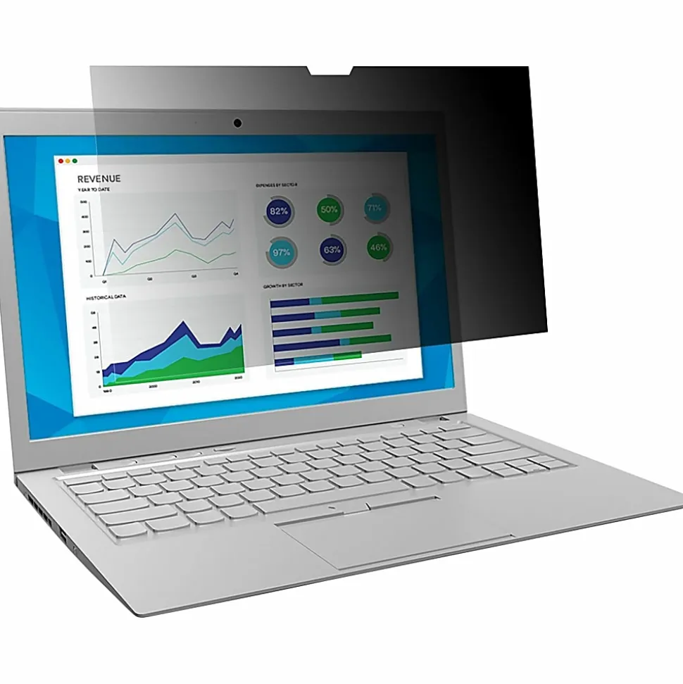 3M™ Privacy Filter Screen with COMPLY™ Attachment for 14" Widescreen Laptops, 16:9 Aspect Ratio, Reduces Blue Light, Anti-Glare