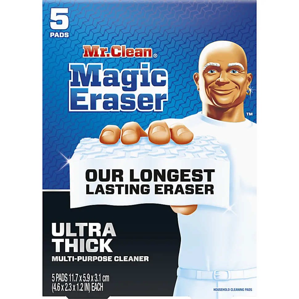 Mr. Clean Magic Eraser Sponges, 2-5/16" x 4-5/8", White, Pack Of 5 Sponges