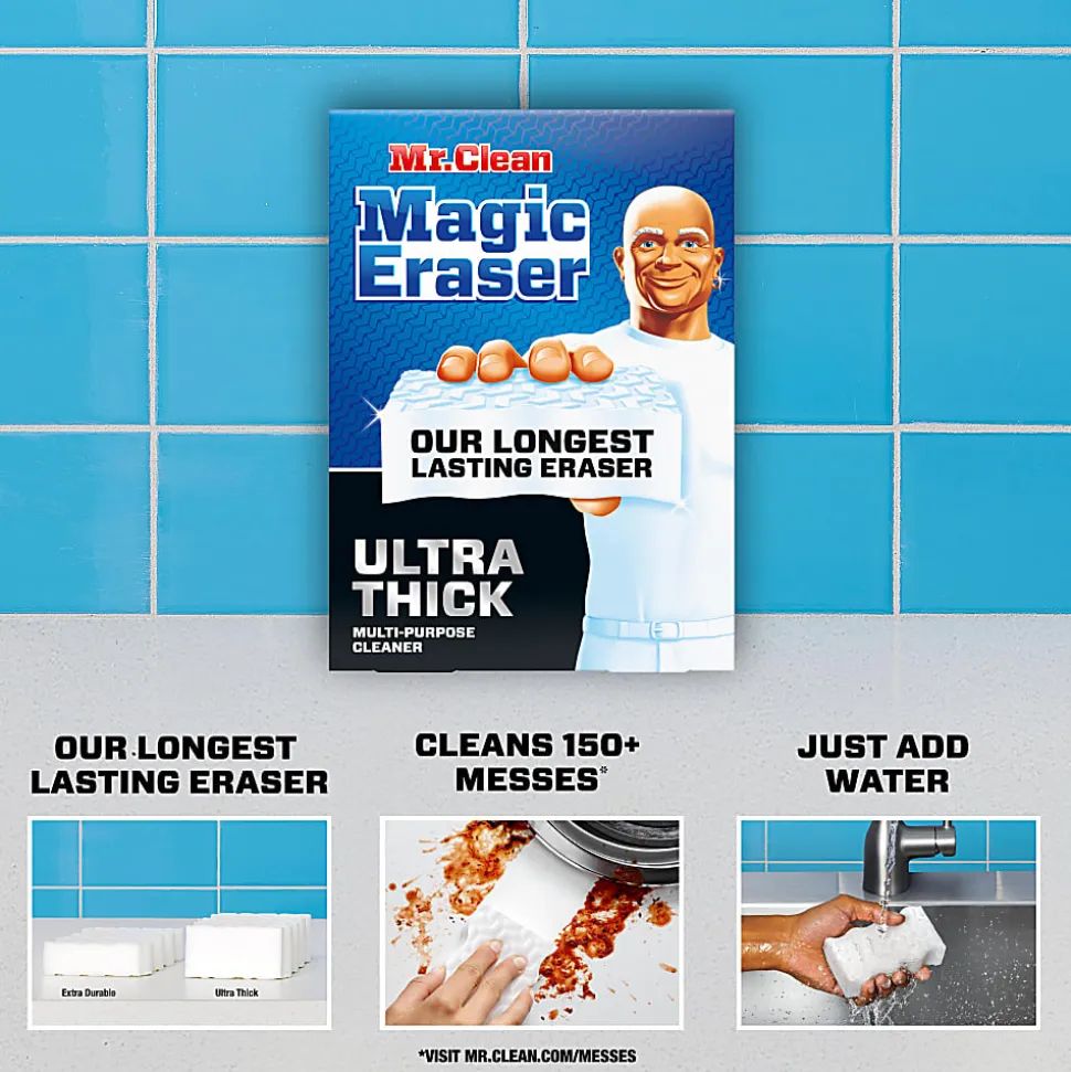 Mr. Clean Magic Eraser Sponges, 2-5/16" x 4-5/8", White, Pack Of 5 Sponges