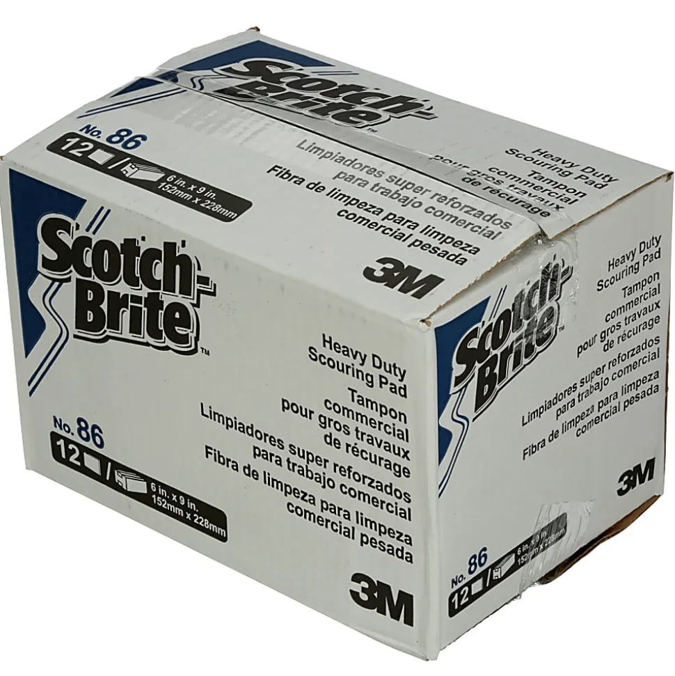 3M Scotch-Brite™ 86 Heavy-Duty Commercial Scouring Pads, 6" x 9", Green, Pack Of 12