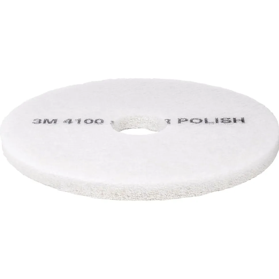 3M™ 4100 Super Polishing Floor Pads, 17" Diameter, White, Box Of 5