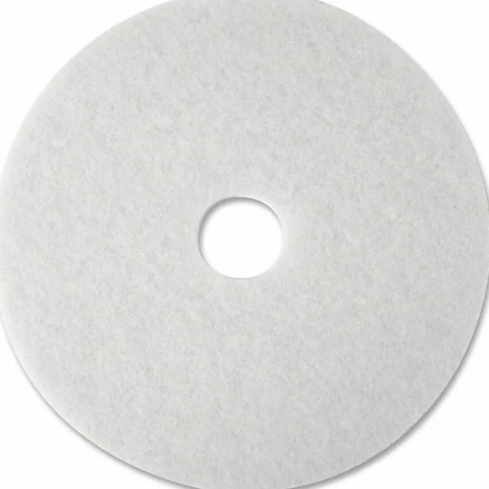 3M™ 4100 Super Polishing Floor Pads, 17" Diameter, White, Box Of 5
