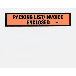3M™ Top View "Packing List/Invoice Enclosed" Envelopes, Orange, Box Of 100 Envelopes