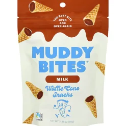 Muddy Bites Waffle Cone Snacks, Milk Chocolate, 2.33 Oz, Total Qty 12