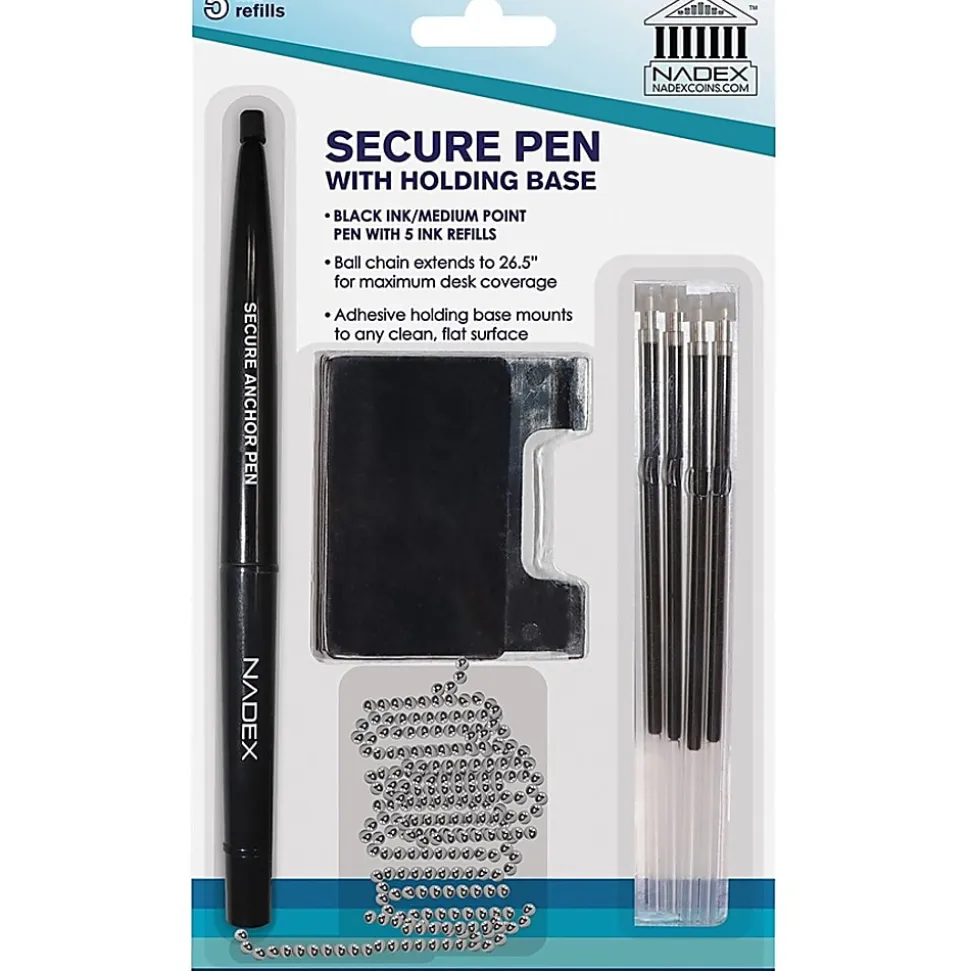 Nadex Coins Ball and Chain Security Pen Set (1 Pen) - Rubber - Black