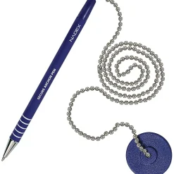 Nadex Coins Ball and Chain Security Pen Set (12 Pens; Blue) - Rubber - Blue