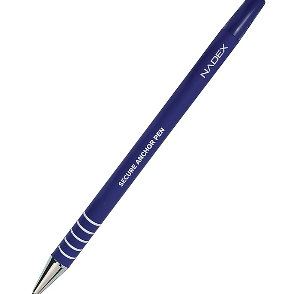 Nadex Coins Ball and Chain Security Pen Set (12 Pens; Blue) - Rubber - Blue