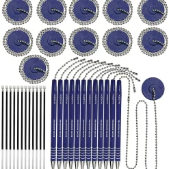 Nadex Coins Ball and Chain Security Pen Set (12 Pens; Blue) - Rubber - Blue
