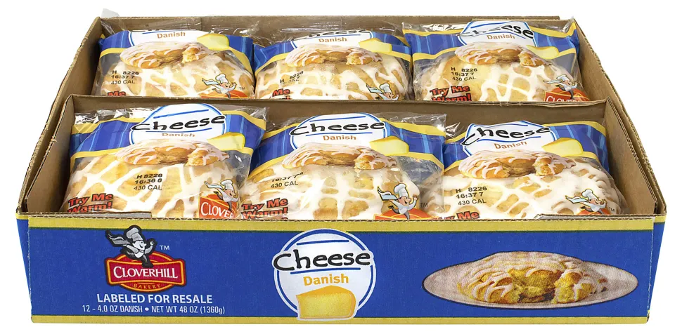National Brand Cloverhill Cheese Danish Pastries, 4 Oz, Box Of 12 Pastries