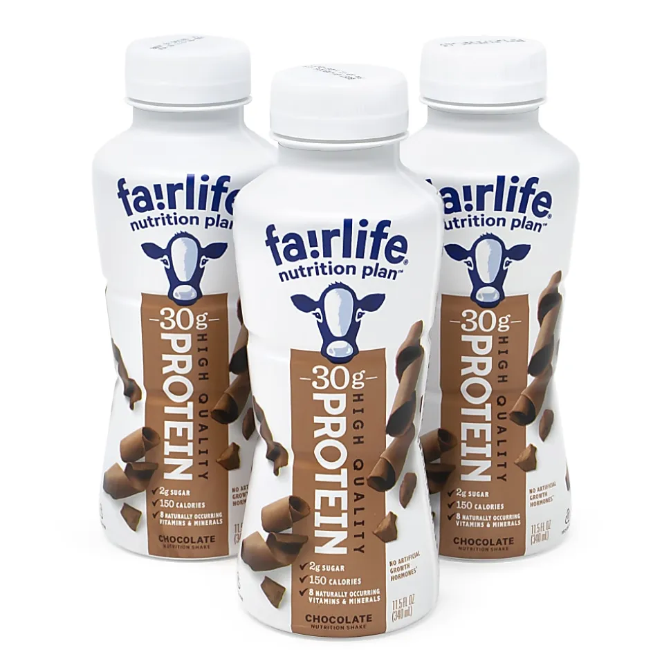 National Brand FAIRLIFE High Protein Chocolate Nutrition Shakes, 11.5 Oz, Pack Of 12 Shakes