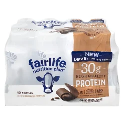 National Brand FAIRLIFE High Protein Chocolate Nutrition Shakes, 11.5 Oz, Pack Of 12 Shakes