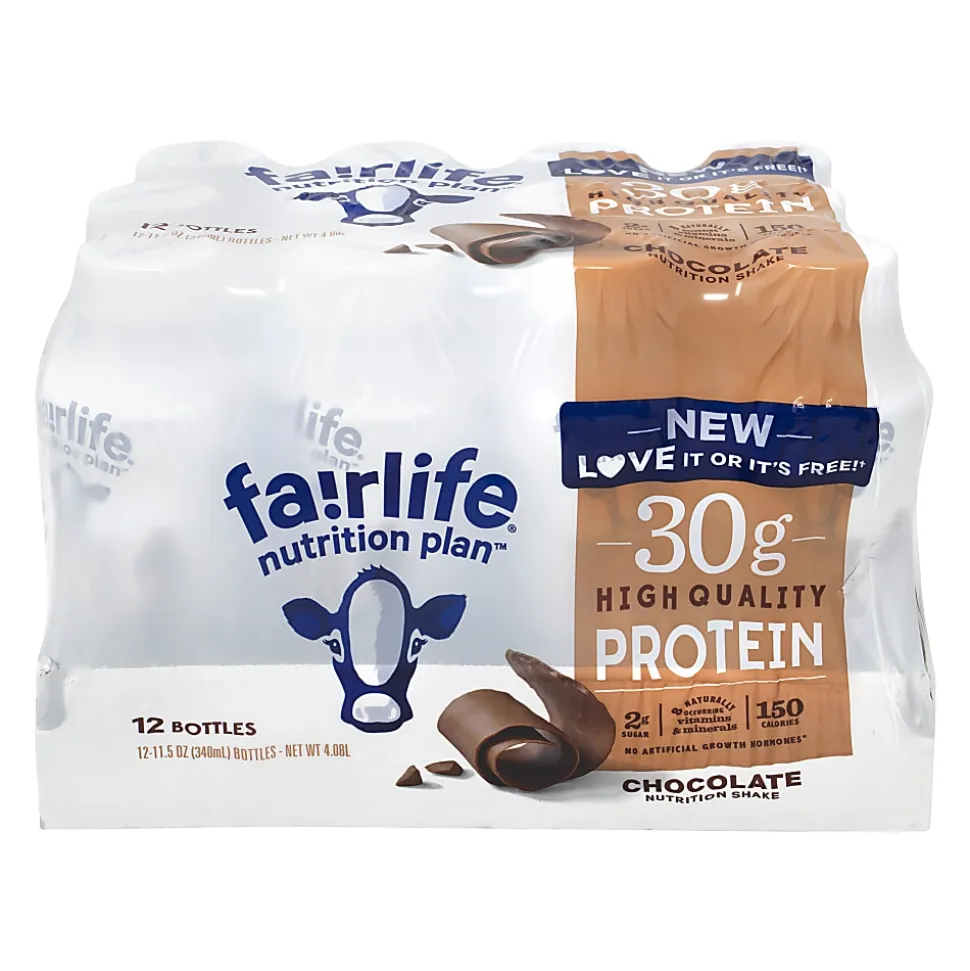 National Brand FAIRLIFE High Protein Chocolate Nutrition Shakes, 11.5 Oz, Pack Of 12 Shakes