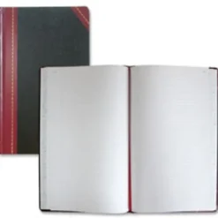 National® Brand Hardbound Columnar Record Book, 14 1/8" x 8 5/8", 50% Recycled, Black, 41 Lines Per Page, Book Of 300 Pages
