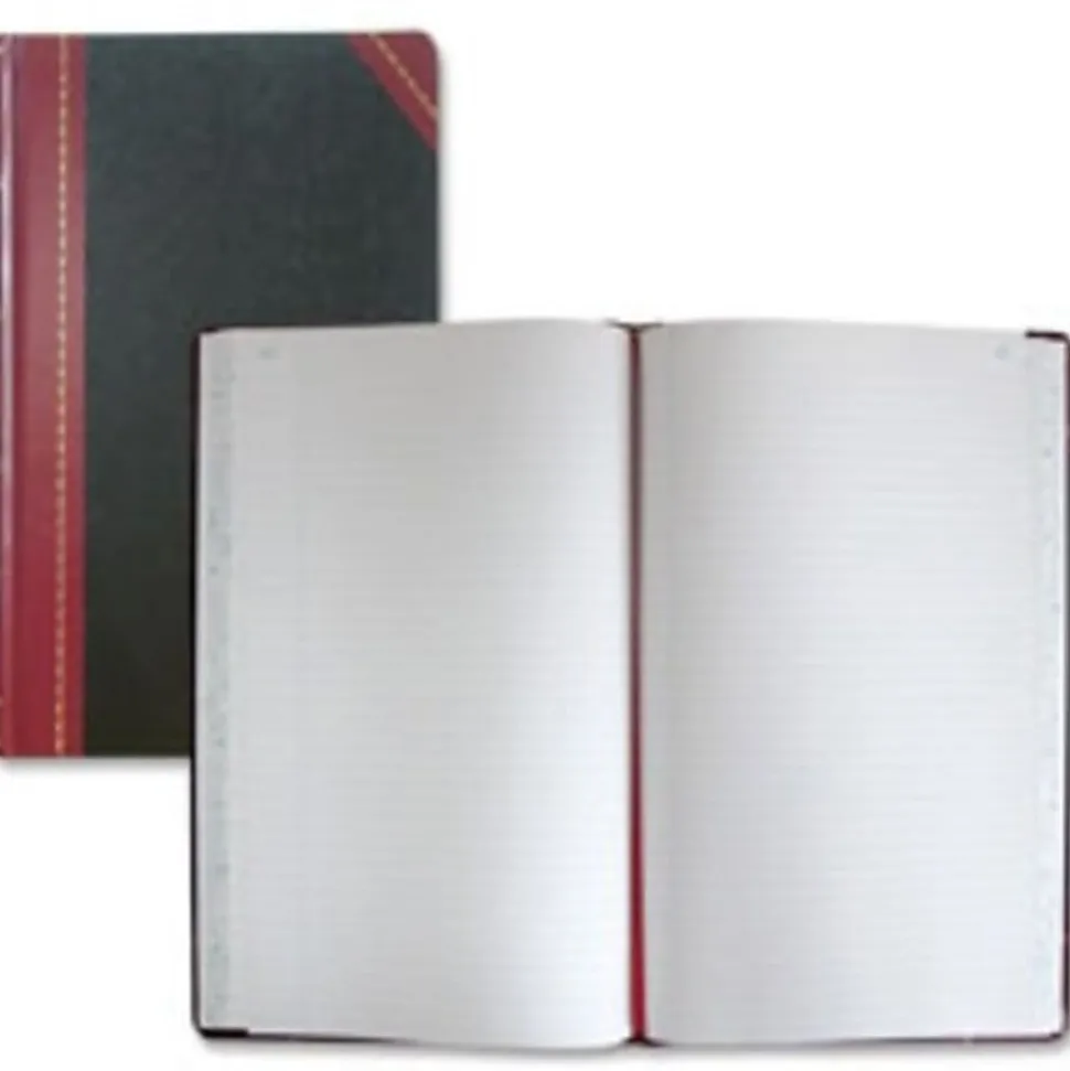 National® Brand Hardbound Columnar Record Book, 14 1/8" x 8 5/8", 50% Recycled, Black, 41 Lines Per Page, Book Of 300 Pages