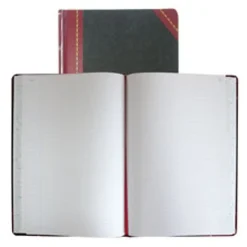 National® Brand Hardbound Columnar Record Book, 10 3/8" x 8 1/8", 50% Recycled, Black, 37 Lines Per Page, Book Of 300 Pages