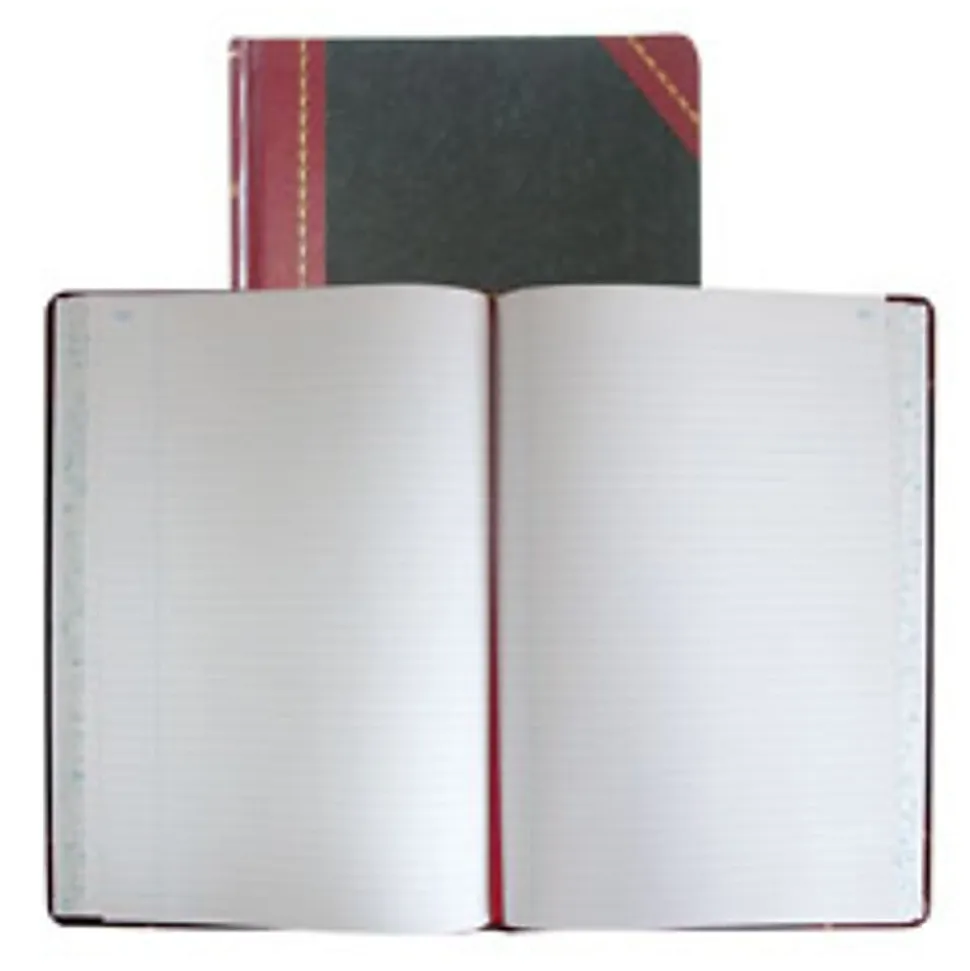 National® Brand Hardbound Columnar Record Book, 10 3/8" x 8 1/8", 50% Recycled, Black, 37 Lines Per Page, Book Of 300 Pages