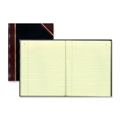 National® Brand 50% Recycled Black Texhide Record Book With Margin, 8 3/8" x 10 3/8", 300 Pages
