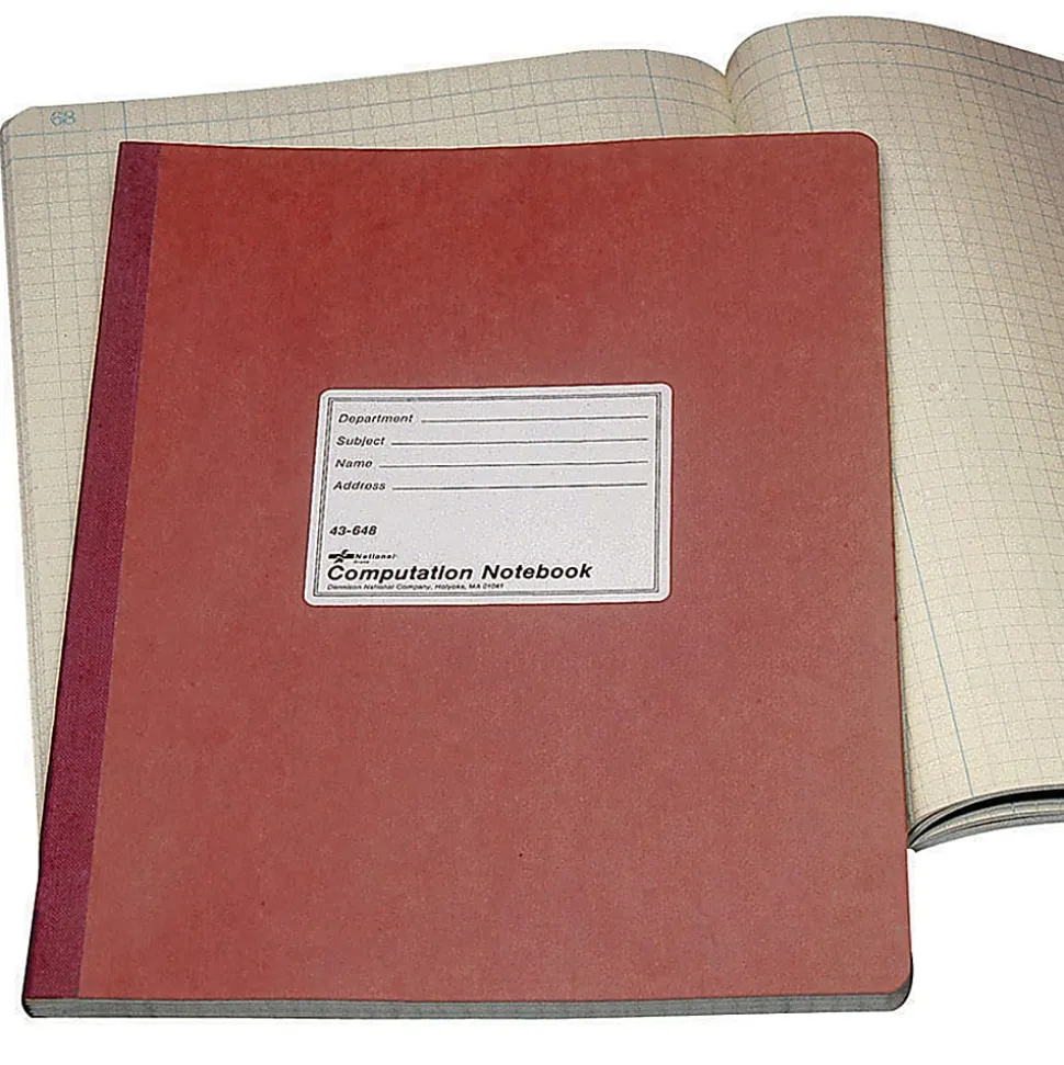 National® Brand 100% Recycled Computation Notebook, 4 x 4 Quad, 11 3/4" x 9 1/4", 75 Sheets