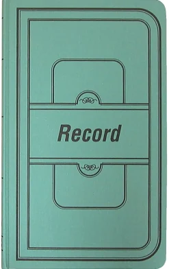 National® Brand Sewn Canvas Account Book, 12 1/8" x 7 5/8", 50% Recycled, Green, 35 Lines Per Page, Book Of 150 Pages