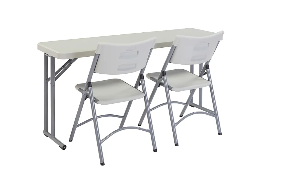 National Public Seating BT Series Folding Table, 29-1/2”H x 18”W x 60”D, Gray/Speckled Gray