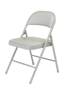 National Public Seating Commercialine 950 Series Vinyl Upholstered Folding Chairs, Gray, Set Of 4 Chairs