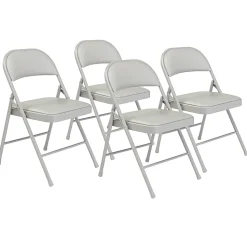 National Public Seating Commercialine 950 Series Vinyl Upholstered Folding Chairs, Gray, Set Of 4 Chairs