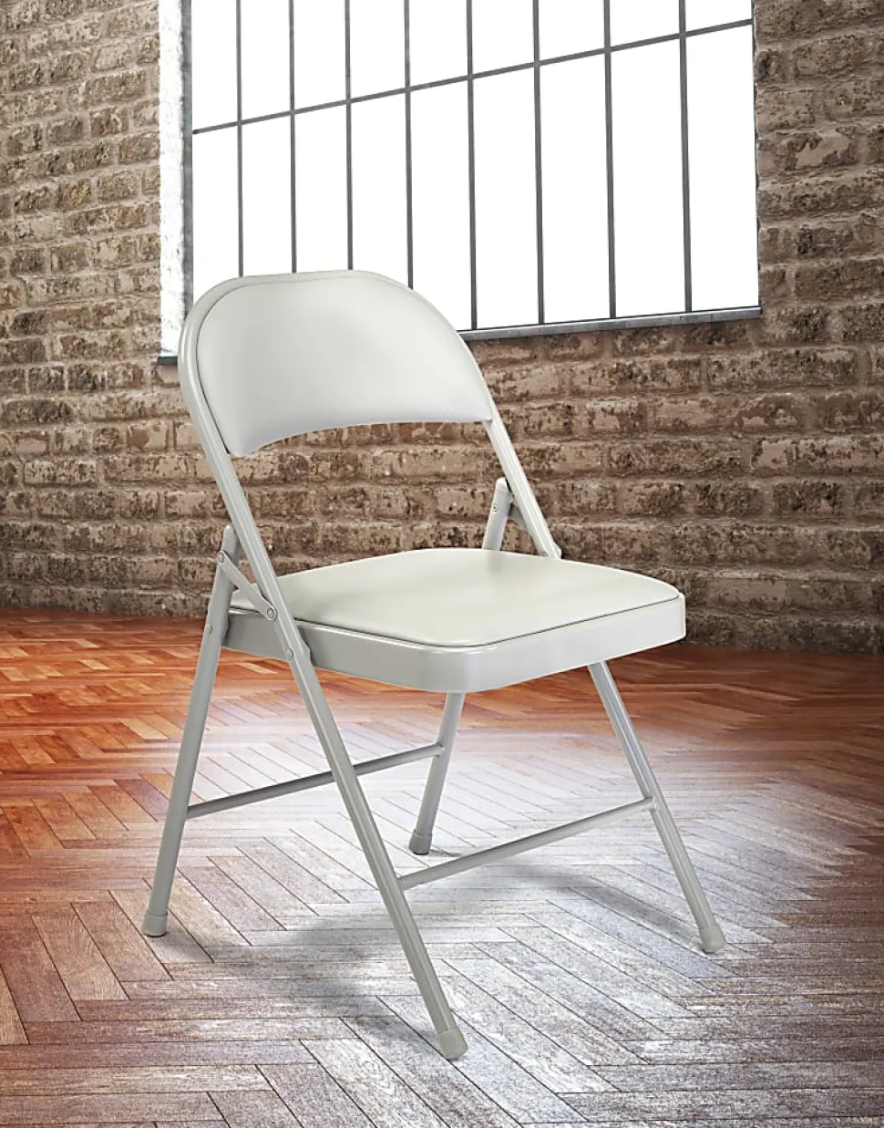 National Public Seating Commercialine 950 Series Vinyl Upholstered Folding Chairs, Gray, Set Of 4 Chairs