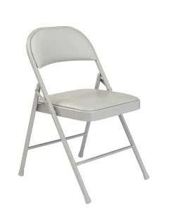 National Public Seating Commercialine 950 Series Vinyl Upholstered Folding Chairs, Gray, Set Of 4 Chairs