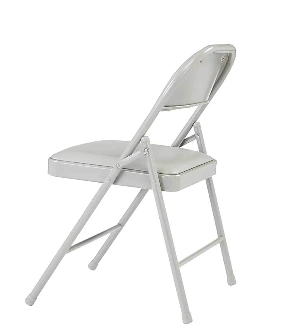 National Public Seating Commercialine 950 Series Vinyl Upholstered Folding Chairs, Gray, Set Of 4 Chairs