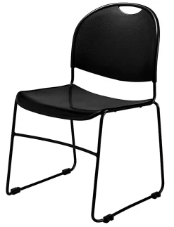 National Public Seating Commercialine Multipurpose Ultra Compact Stack Chairs, Black, Set Of 4 Chairs