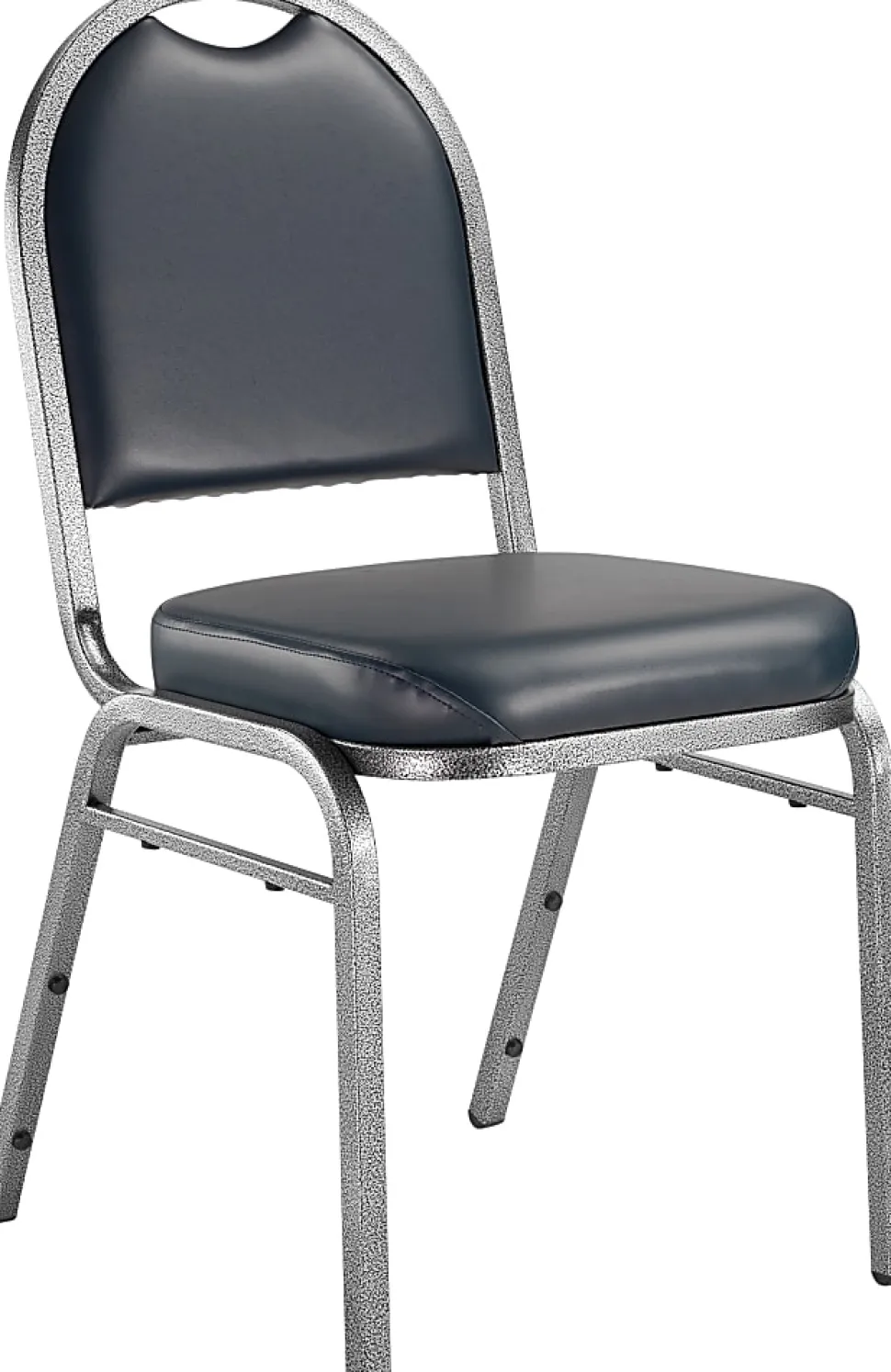 National Public Seating Dome-Back Stacking Banquet Chairs, Vinyl, Midnight Blue/Silvervein, Set Of 2