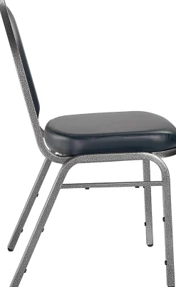 National Public Seating Dome-Back Stacking Banquet Chairs, Vinyl, Midnight Blue/Silvervein, Set Of 2