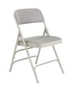 National Public Seating Fabric Upholstered Triple Brace Folding Chairs, Gray, Pack Of 4