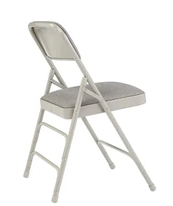 National Public Seating Fabric Upholstered Triple Brace Folding Chairs, Gray, Pack Of 4