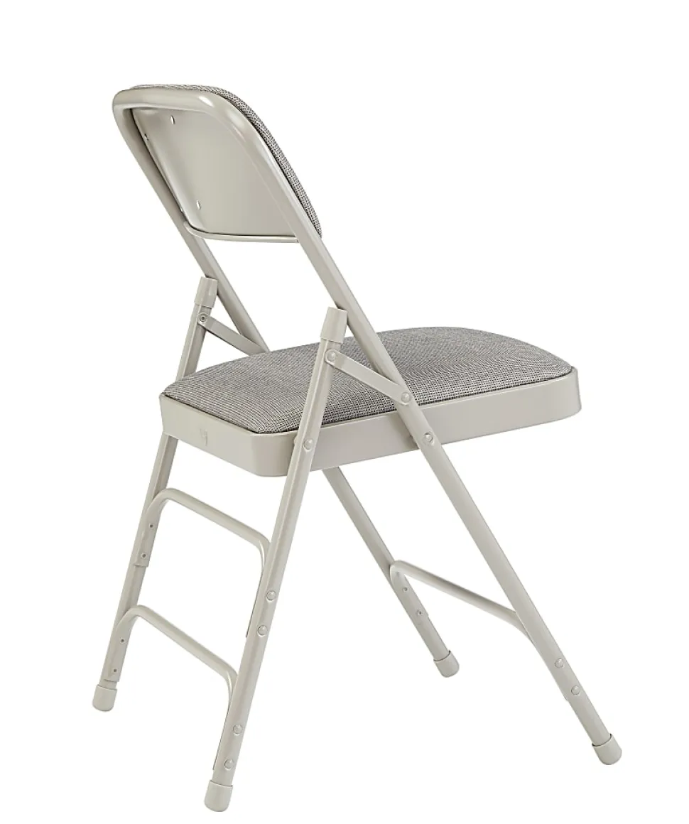 National Public Seating Fabric Upholstered Triple Brace Folding Chairs, Gray, Pack Of 4