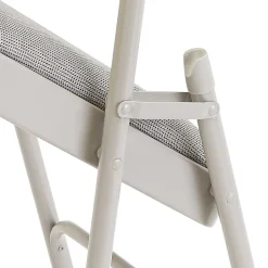 National Public Seating Fabric Upholstered Triple Brace Folding Chairs, Gray, Pack Of 4