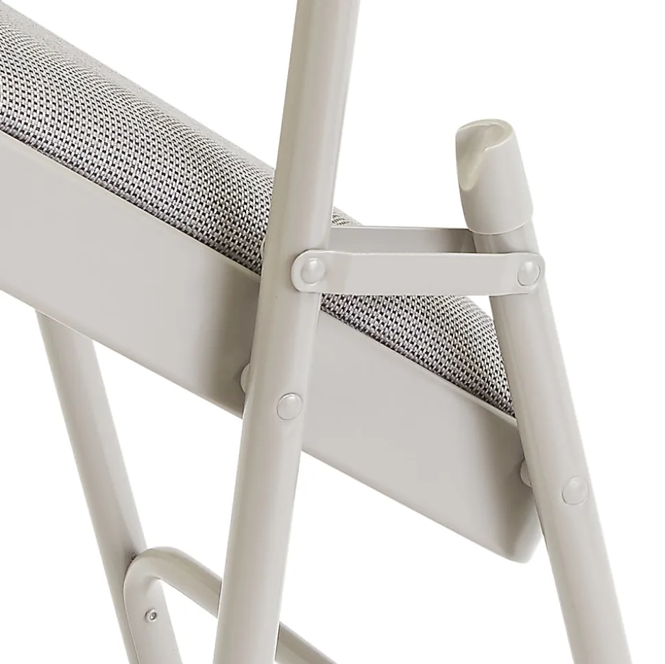 National Public Seating Fabric Upholstered Triple Brace Folding Chairs, Gray, Pack Of 4